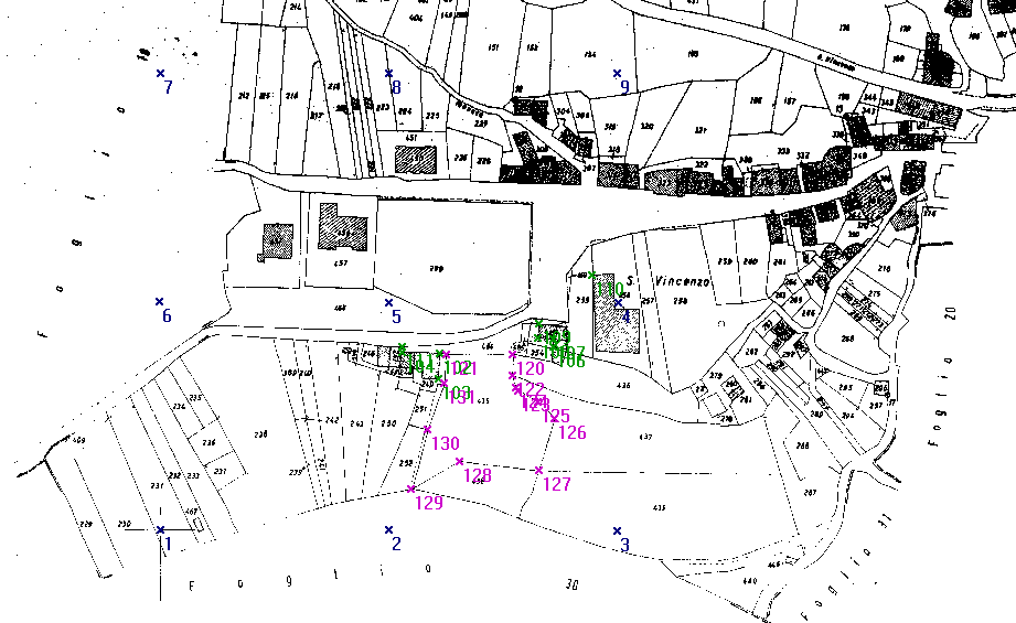 planimetria con punti di inquadramento e tracciamneto